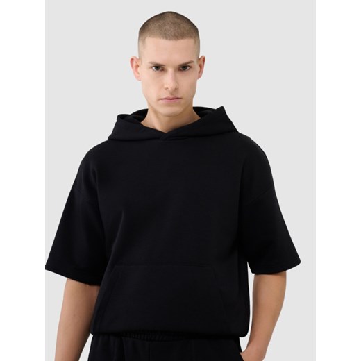Męska bluza dresowa z krótkim rękawem 4F 4FRSS25TSWSM2145 - czarna ze sklepu Sportstylestory.com w kategorii Bluzy męskie - zdjęcie 178735280