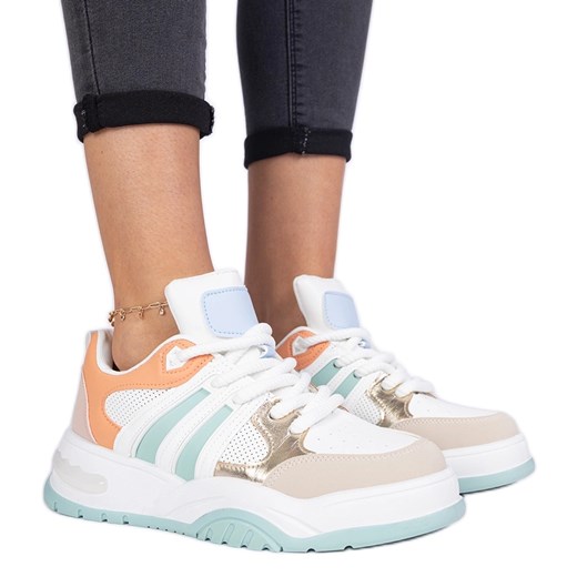 Pomarańczowe damskie sneakersy z masywnym sznurowaniem ze sklepu ButyModne.pl w kategorii Buty sportowe damskie - zdjęcie 178735692