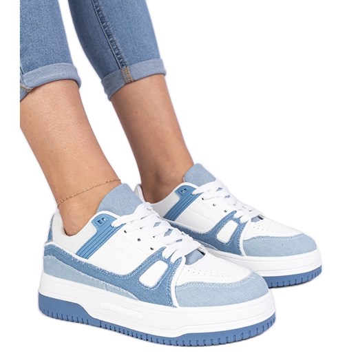 Niebieskie damskie sneakersy sportowe ze sklepu ButyModne.pl w kategorii Buty sportowe damskie - zdjęcie 178735694