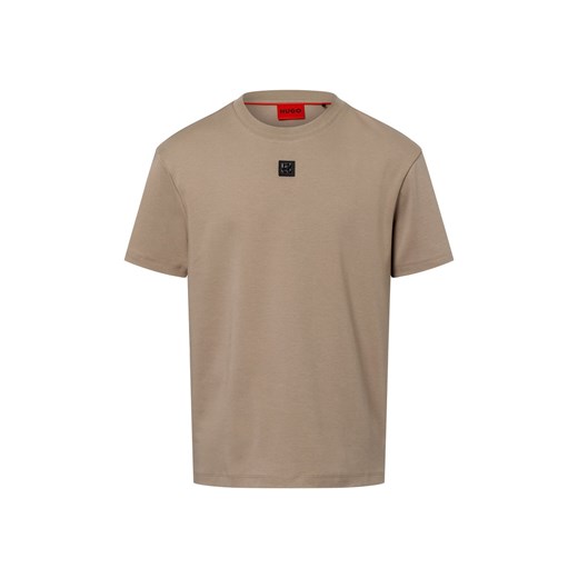 HUGO Koszulka męska - Dalile Mężczyźni Bawełna beżowy jednolity ze sklepu vangraaf w kategorii T-shirty męskie - zdjęcie 178738543