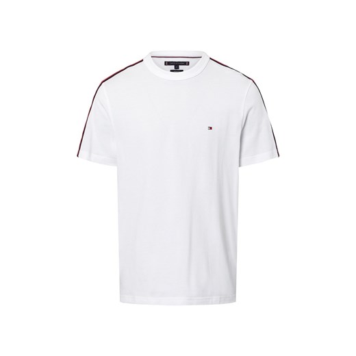 Tommy Hilfiger Koszulka męska - Global Stripe Tape Tee Mężczyźni Bawełna biały jednolity ze sklepu vangraaf w kategorii T-shirty męskie - zdjęcie 178738550