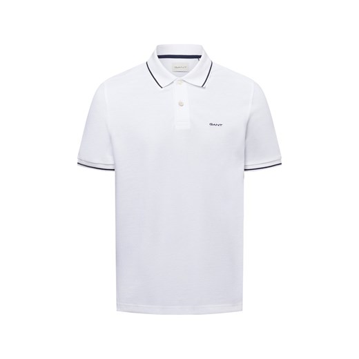 Gant Męska koszulka polo - Tipping Mężczyźni Bawełna biały jednolity ze sklepu vangraaf w kategorii T-shirty męskie - zdjęcie 178738554