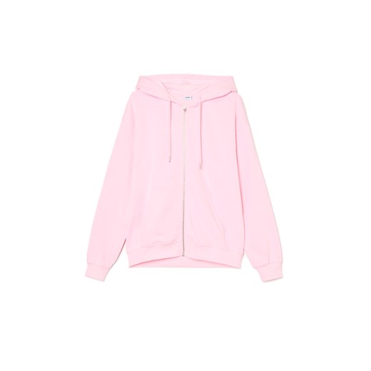 Cropp - Różowa bluza basic z kapturem - różowy ze sklepu Cropp w kategorii Bluzy damskie - zdjęcie 178738821