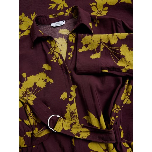 Reserved - Koszulowa sukienka midi z paskiem - wielobarwny Reserved M Reserved