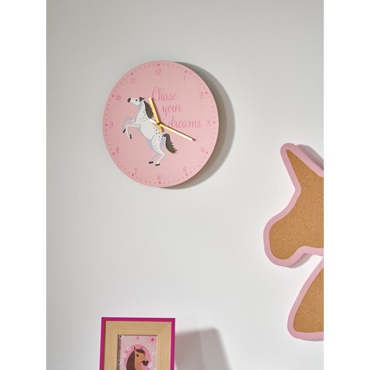 Sinsay - Zegar ścienny z motywem konia - różowy Sinsay One Size Sinsay