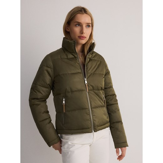 Reserved - Pikowana kurtka z kołnierzem - oliwkowy Reserved XL Reserved