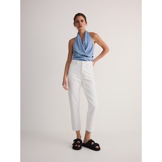 Reserved - Jeansy mom fit - biały Reserved 34 Reserved wyprzedaż