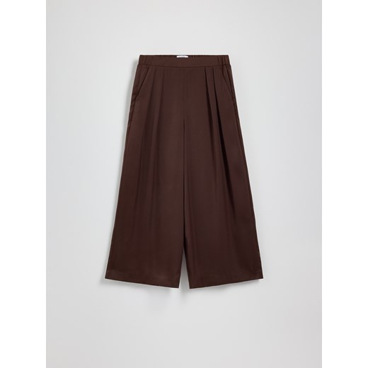 Reserved - Spodnie palazzo - ciemnobrązowy Reserved XS Reserved