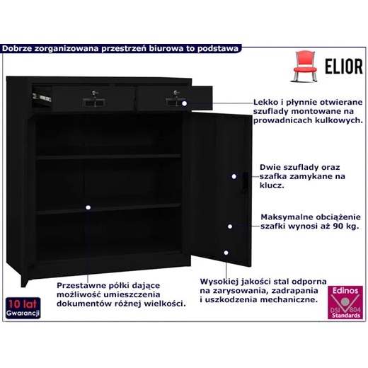 Czarna szafka na dokumenty na klucz - Zova Elior One Size wyprzedaż Edinos.pl