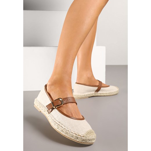 Brązowo-Beżowe Espadryle na Podeszwie z Plecionki z Paskiem ze Sprzączką Ridimiria ze sklepu renee.pl w kategorii Espadryle damskie - zdjęcie 178744782