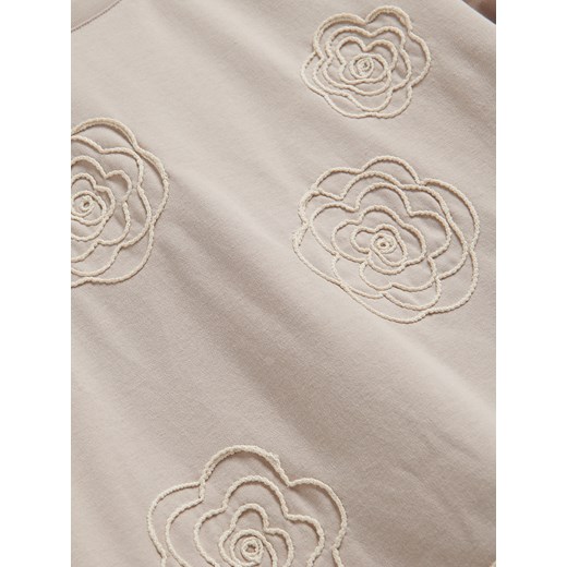 Reserved - T-shirt z haftowanym wzorem - beżowy Reserved S Reserved