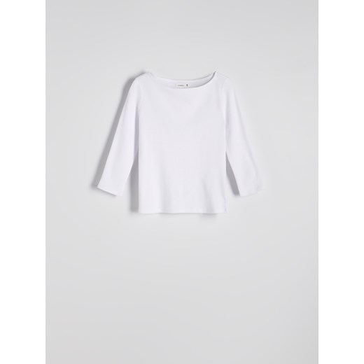 Reserved - Bawełniany longsleeve - złamana biel Reserved L Reserved