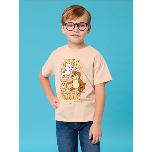 Sinsay - Koszulka z nadrukiem - beżowy ze sklepu Sinsay w kategorii T-shirty chłopięce - zdjęcie 178746444