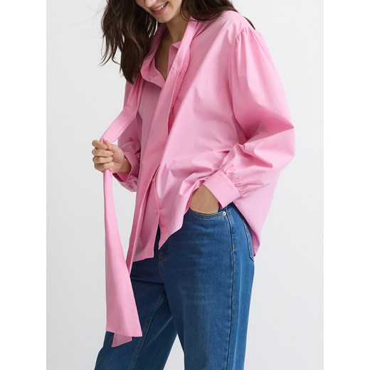 Reserved - Bawełniana koszula z wiązaniem - różowy Reserved XS Reserved