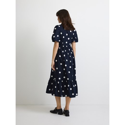 Reserved - Bawełniana sukienka w groszki - granatowy Reserved XS Reserved