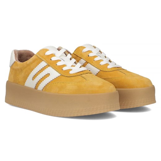 Skórzane sneakersy Filippo DP6994/25 żólty zamsz ze sklepu butyolivier w kategorii Półbuty damskie - zdjęcie 178755270