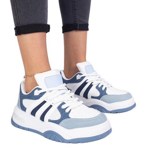 Niebieskie damskie sneakersy z masywnym sznurowaniem ze sklepu ButyModne.pl w kategorii Buty sportowe damskie - zdjęcie 178756432