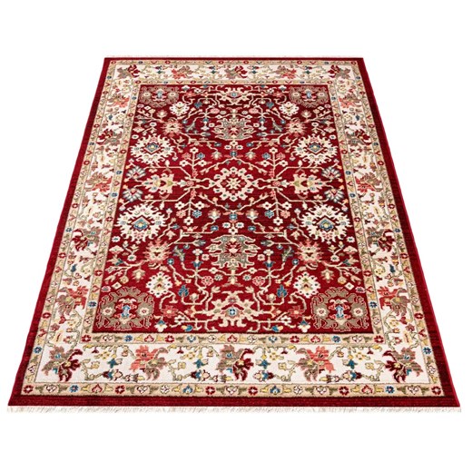 Czerwony elegancki dywan z frędzlami w stylu retro - Iraz 8X Profeos One Size Edinos.pl