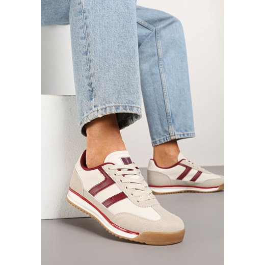 Beżowo-Bordowe Sneakersy z Geometrycznym Wzorem Eravania ze sklepu renee.pl w kategorii Buty sportowe damskie - zdjęcie 178759103