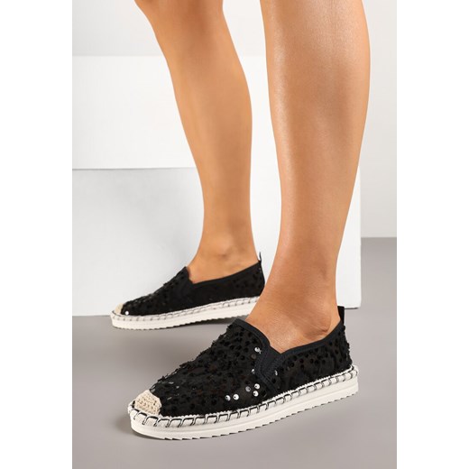 Czarne Siateczkowe Espadryle z Cekinowym Zdobieniem Vivianoria ze sklepu renee.pl w kategorii Espadryle damskie - zdjęcie 178759190