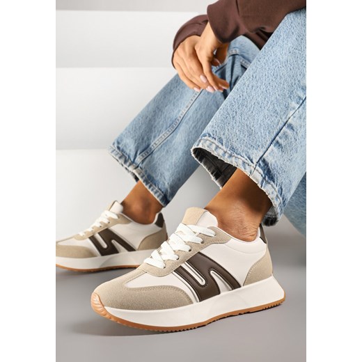 Ciemnobeżowe Sneakersy Ozdobione Geometrycznym Motywem Dalvisa ze sklepu renee.pl w kategorii Buty sportowe damskie - zdjęcie 178759433