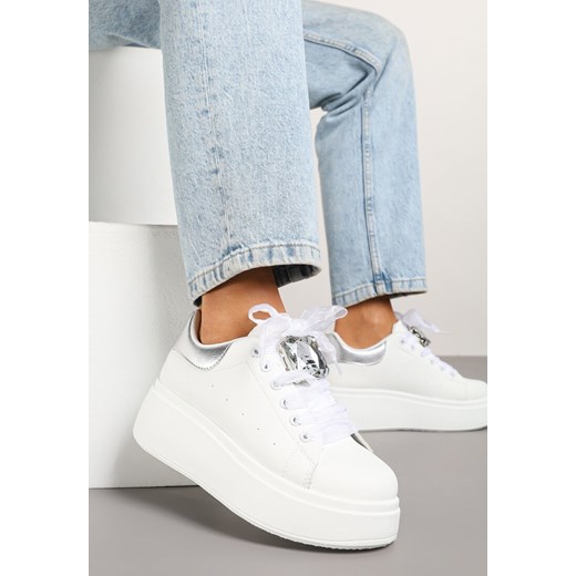 Biało-Srebrne Sneakersy z Cyrkoniami Vivioriana ze sklepu renee.pl w kategorii Buty sportowe damskie - zdjęcie 178759604