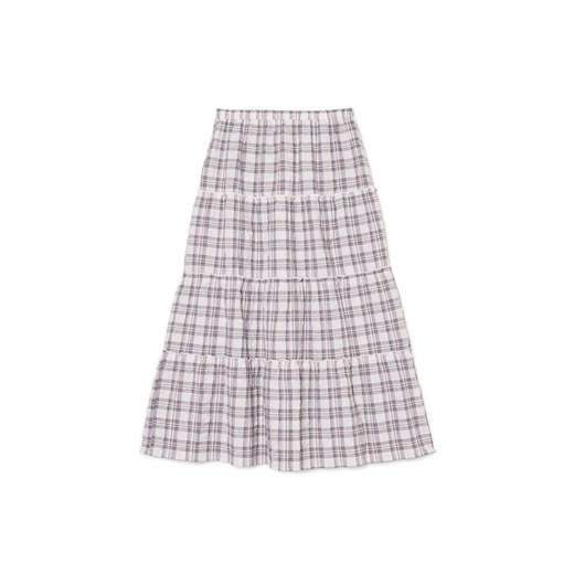 Cropp - Długa spódnica w kratę - fioletowy Cropp XS Cropp