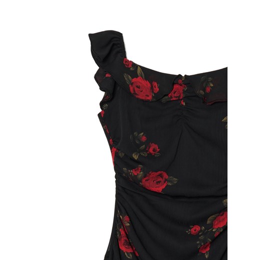 Cropp - Czarna sukienka mini w róże - czarny Cropp XS Cropp