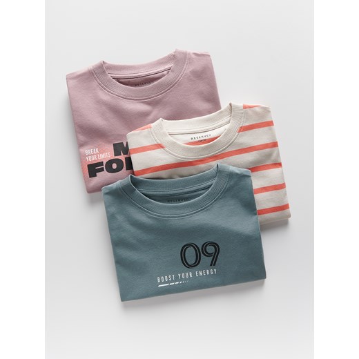 Reserved - Bawełniany t-shirt 3 pack - fioletowy ze sklepu Reserved w kategorii T-shirty chłopięce - zdjęcie 178760114