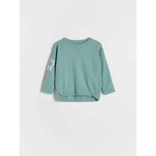 Reserved - Longsleeve z napisami - zielony ze sklepu Reserved w kategorii T-shirty chłopięce - zdjęcie 178760234