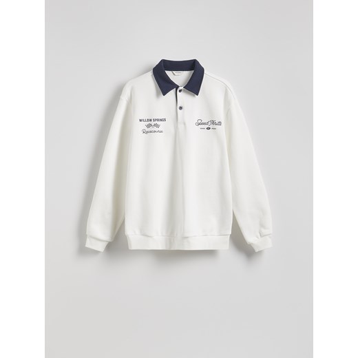 Reserved - Bluza z kołnierzem - złamana biel Reserved S Reserved