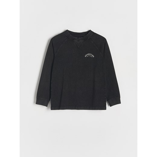 Reserved - Bawełniany longsleeve z nadrukiem - czarny Reserved 158 (12 lat) Reserved