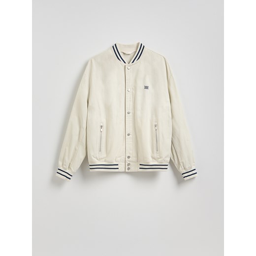 Reserved - Kurtka bomberka z haftem - kremowy Reserved S Reserved