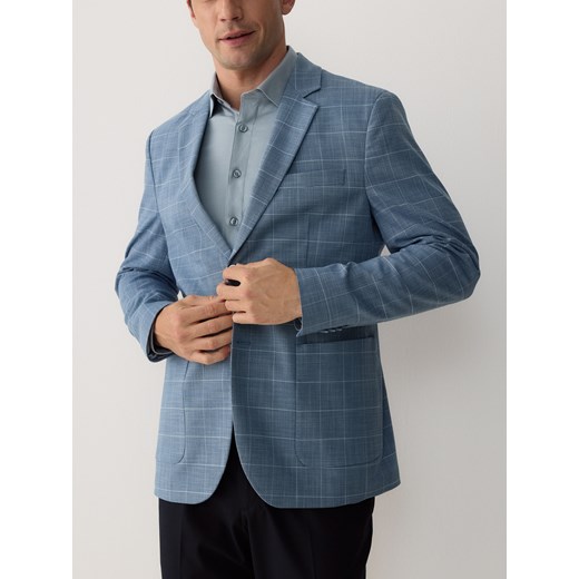 Reserved - Marynarka slim fit w kratę - niebieski Reserved L Reserved
