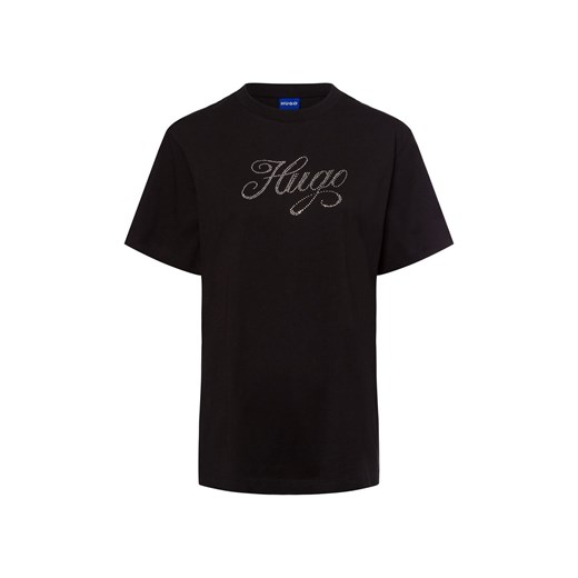 HUGO BLUE Koszulka damska - Vintage_Tee_B_4 Kobiety Bawełna czarny jednolity ze sklepu vangraaf w kategorii Bluzki damskie - zdjęcie 178760924