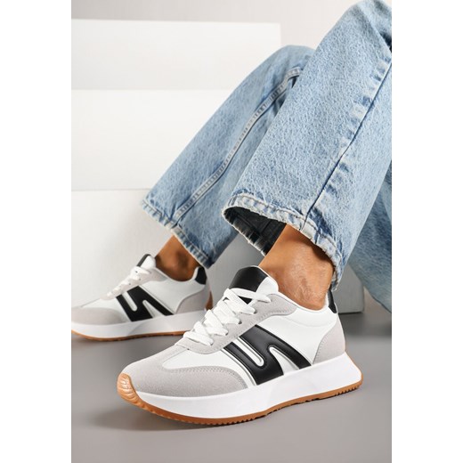 Biało-Czarne Sneakersy z Geometrycznym Wzorem Avisella ze sklepu born2be.pl w kategorii Buty sportowe damskie - zdjęcie 178761341