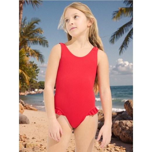 Sinsay - Kostium kąpielowy z rążkowanej dzianiny - czerwony - id: 754DH-33X - marki Sinsay - 178762322 Sinsay - Kostium kąpielowy z rążkowanej dzianiny - czerwony ze sklepu Sinsay w kategorii Stroje kąpielowe - zdjęcie 178762322