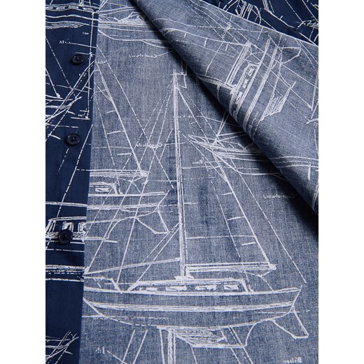 Reserved - Koszula regular z krótkim rękawem - granatowy Reserved XL Reserved