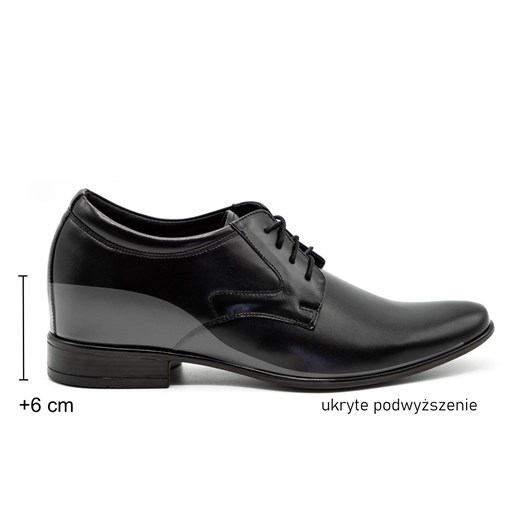 Buty męskie wizytowe skórzane P11 podwyższające +6 cm czarne ze sklepu butyolivier w kategorii Buty eleganckie męskie - zdjęcie 178764143