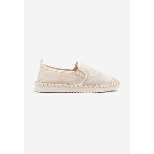 Beżowe Espadryle z Plecionką i Koronką Vivello Renee 39 renee.pl