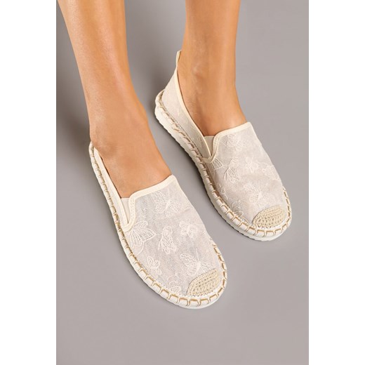 Beżowe Espadryle Ozdobione Koronką i Plecionką Vivasse 37 promocja born2be.pl