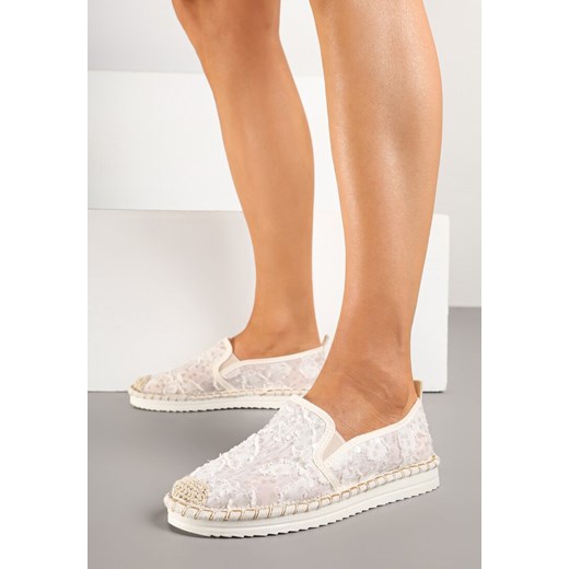 Beżowe Espadryle z Siateczki Zdobionej Cekinami Viviluria ze sklepu born2be.pl w kategorii Espadryle damskie - zdjęcie 178767191