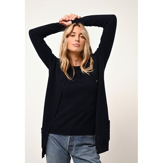 Just Cashmere Kaszmirowy kardigan &quot;Chelsea&quot; w kolorze granatowym ze sklepu Limango Polska w kategorii Swetry damskie - zdjęcie 178768420