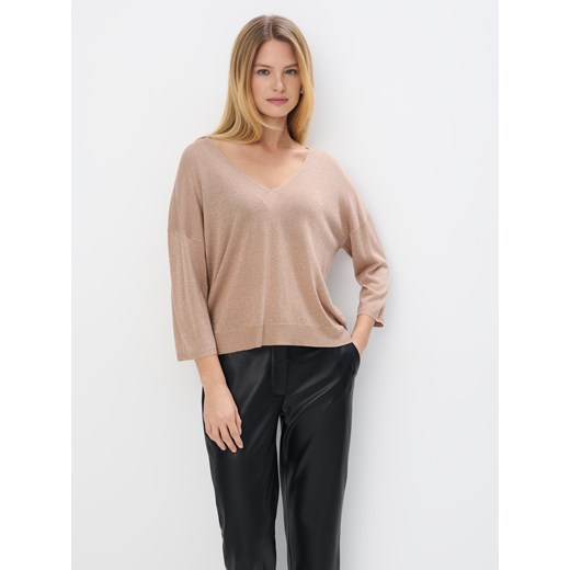Mohito - Sweter z dekoltem V - sand ze sklepu Mohito w kategorii Swetry damskie - zdjęcie 178772854