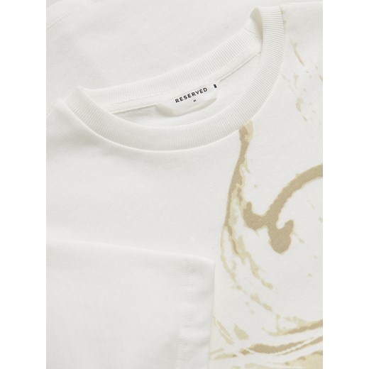 Reserved - T-shirt regular z nadrukiem - beżowy Reserved M Reserved