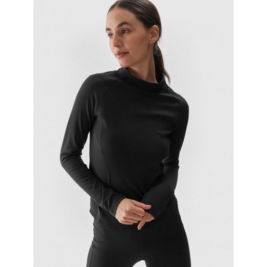Damski longsleeve do jogi 4F 4FWAW24TFLOF292 - czarny ze sklepu Sportstylestory.com w kategorii Bluzki damskie - zdjęcie 178774773