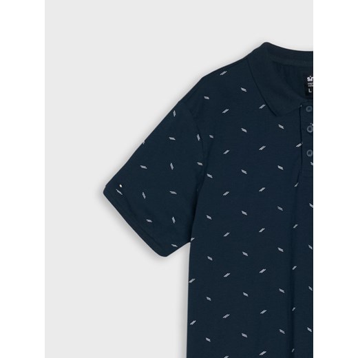 Sinsay - Koszulka polo z nadrukiem all over - granatowy Sinsay L Sinsay