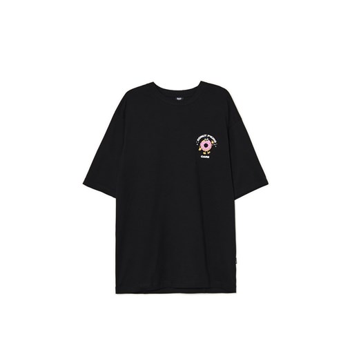 Cropp - Czarna koszulka z pączkiem - czarny ze sklepu Cropp w kategorii T-shirty męskie - zdjęcie 178780314