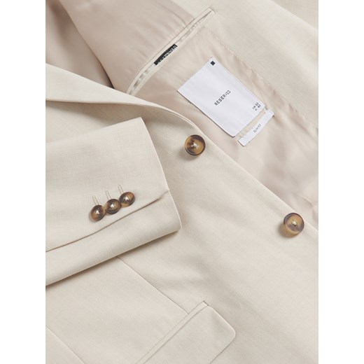 Reserved - Marynarka slim fit z domieszką lnu - beżowy Reserved 50 Reserved
