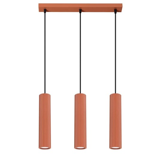 Potrójna lampa wisząca w kolorze ochra K0-E24 ze sklepu Edinos.pl w kategorii Lampy wiszące - zdjęcie 178781164